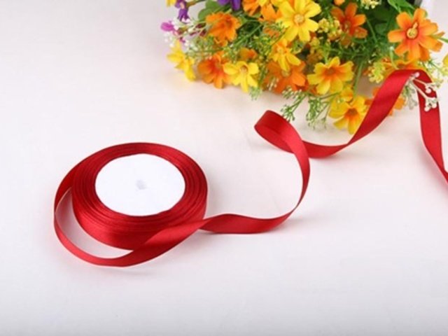 10Rolls X 25Yards Red Satin Ribbon 12mm - Click Image to Close